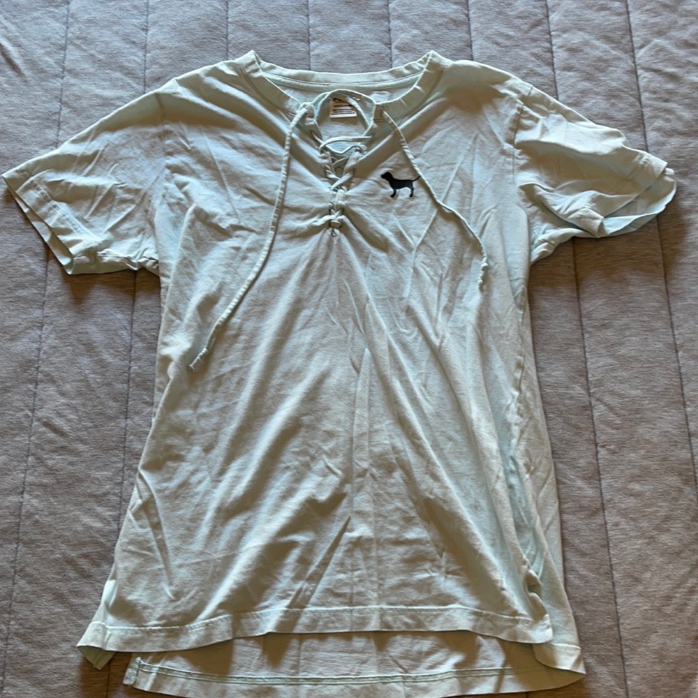 Light blue T with rope v neck